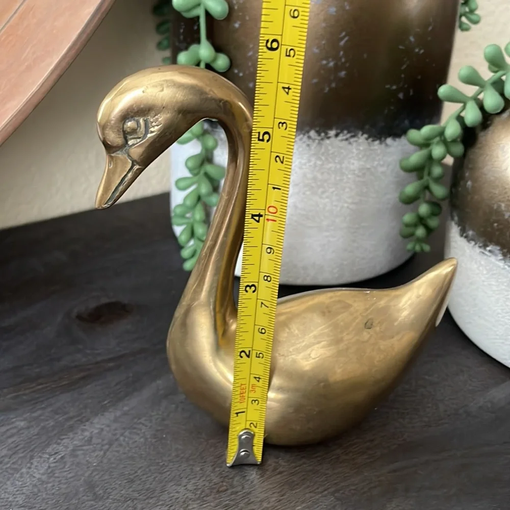 Vintage Set Of 4 Solid Brass Swans - Picture 5 of 11